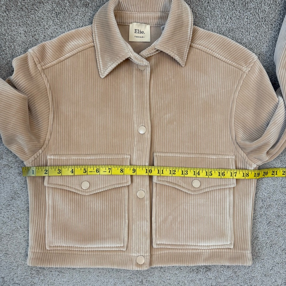 Elie Tahari Cropped‎ Velvet Corduroy Utility Jacket Beige XS Shaket - Picture 6 of 7